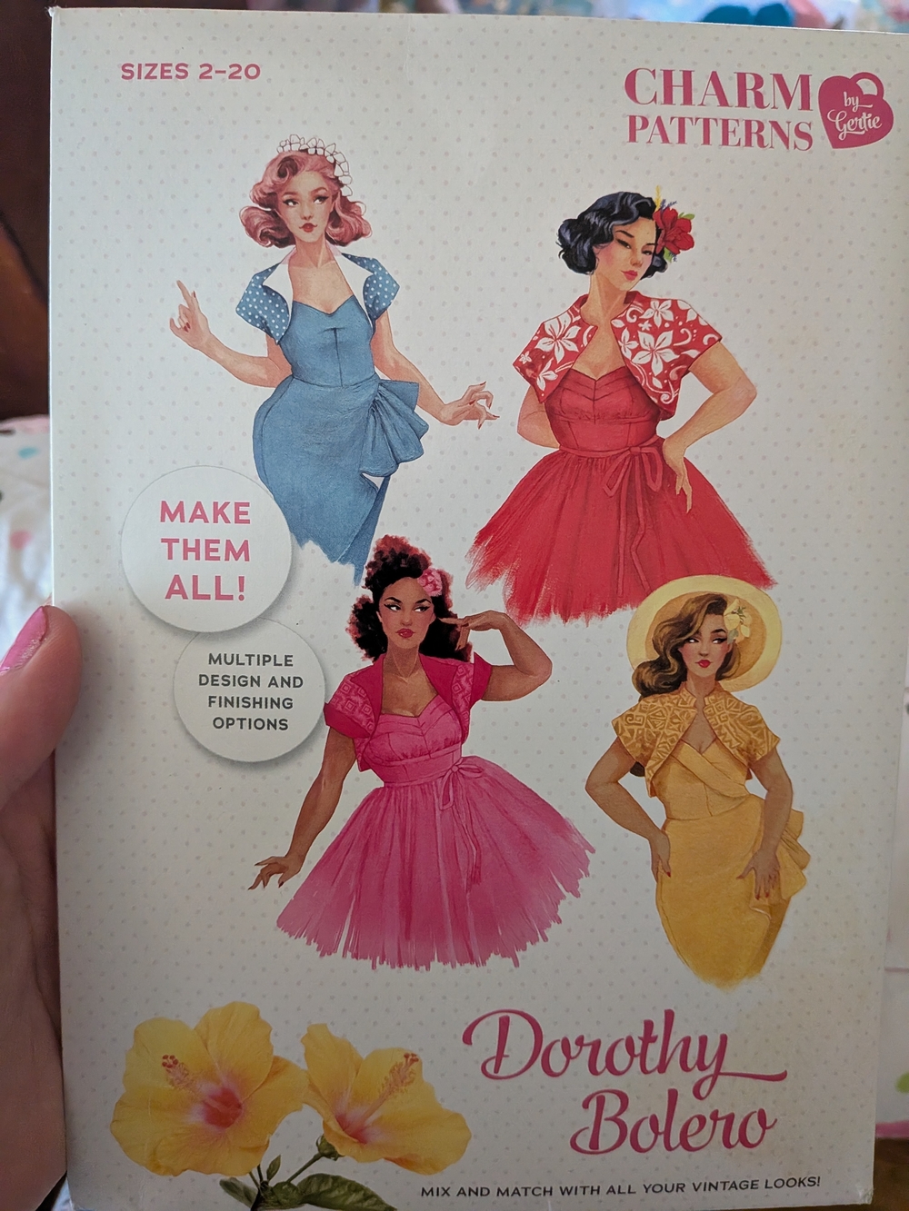 Dorothy Bolero Pattern Pack by Charm Patterns - Pink, Red, Blue, Yellow